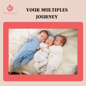 Three babies are laying on a blanket with the text " your multiples journey ".